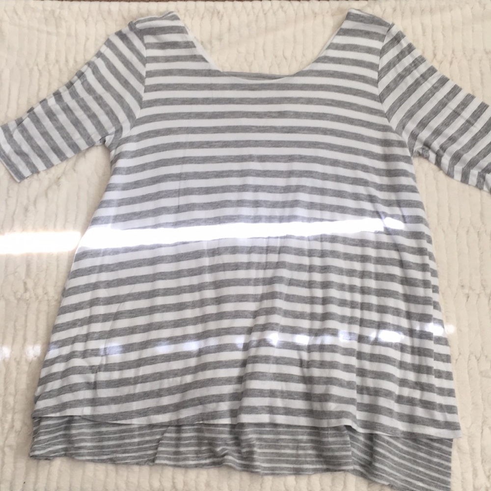 Puella striped swing tee in white/gray